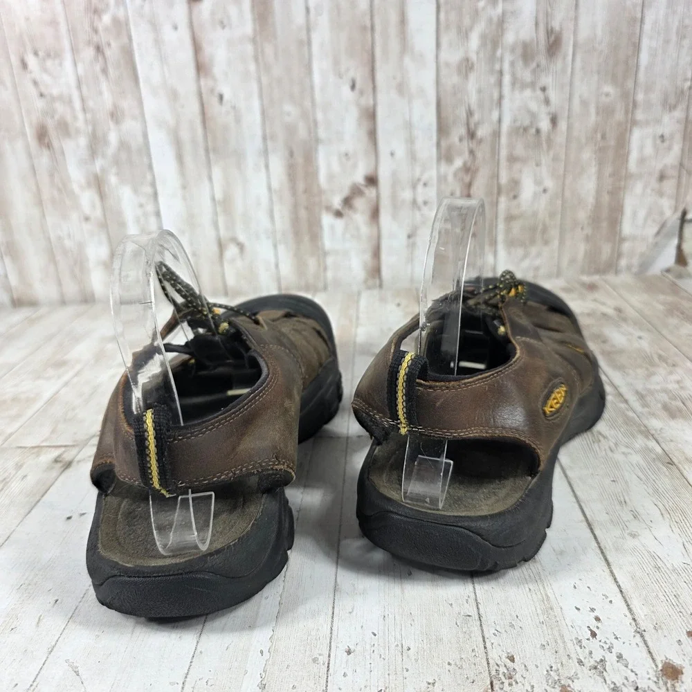 KEEN Newport Premium Bison Brown Leather Sport Sandals Mens 10 Hiking Trail Shoe